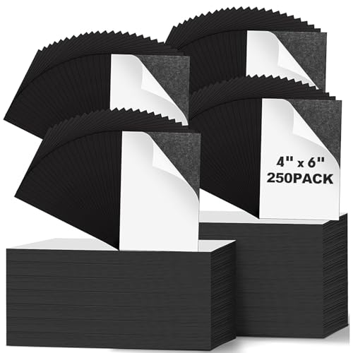 Image of Macarrie 250 Pcs 4 x 6 Adhesive Magnetic Sheets with Adhesive Backing Cuttable Magnetic Paper Stickers Flexible Peel and Stick for Picture Crafts Die Storage Photos