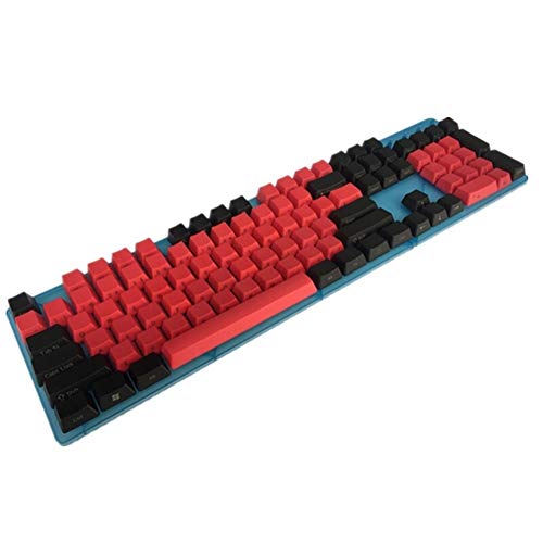 108 Key Keyboard Mixed Red Black Thick PBT 104 87 61 ISO ANSI Layout Profile Keycaps for Mechanical Keyboard (Axis Body : Add 4 Keys ISO, Color : Top Print 104 Key)