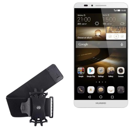 BoxWave Holster Compatible with Huawei Ascend Mate 7 Compact - ActiveStretch Sport Armband, Adjustable Armband for Workout and Running - Jet Black