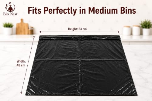 Image of Garbage Bags | Medium | 180 Count | 30 Bags X 6 Rolls | 19 X 21 Inches | For Dry & Wet Waste | Black