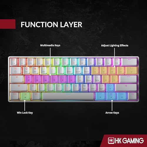 Image of HK GAMING GK61 60% v3 | Hotswap Mechanical Gaming Keyboard | 61 Keys Multi Color RGB LED Backlit for PC /Mac Gamer | US Layout (White, Mechanical Blue)