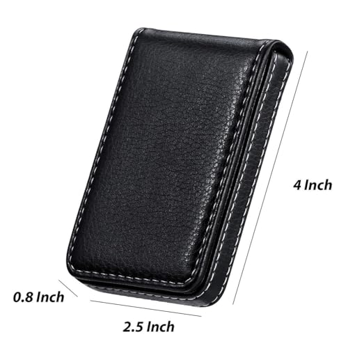 GSHLLO PU Leather Business Card Holder Vertical Credit Card Case Name Card Organizer Wallet Vintage ID Card Pocket with Magnetic Shut Black3