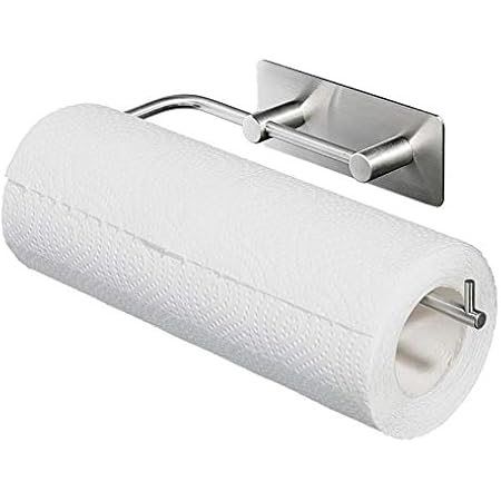 ubeegol Adhesivo Portarrollos de Cocina Soporte para Papel de Cocina Dispensador Soporte para Papel, Acero Inoxidable, Sin Perforar