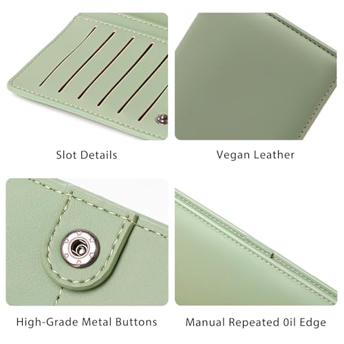 Image of Slim RFID Blocking Wallet for Women - PU Leather Bifold Card Holder with Zip Pocket & 12 Slots | Travel Essentials