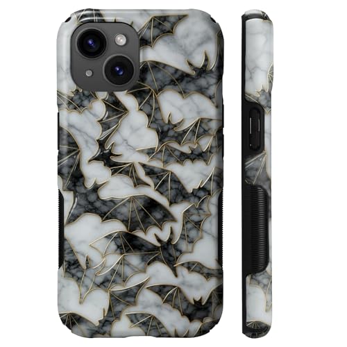 Coque iPhone 15 MagSafe antichoc double couche rigide silicone motif vitrail chauve-souris