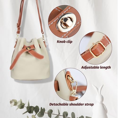 Ladies Bucket Bags,Small Bucket Purses Leather Crossbody Purse Adjustable Shoulder Strap Shrinking Bucket Bag3