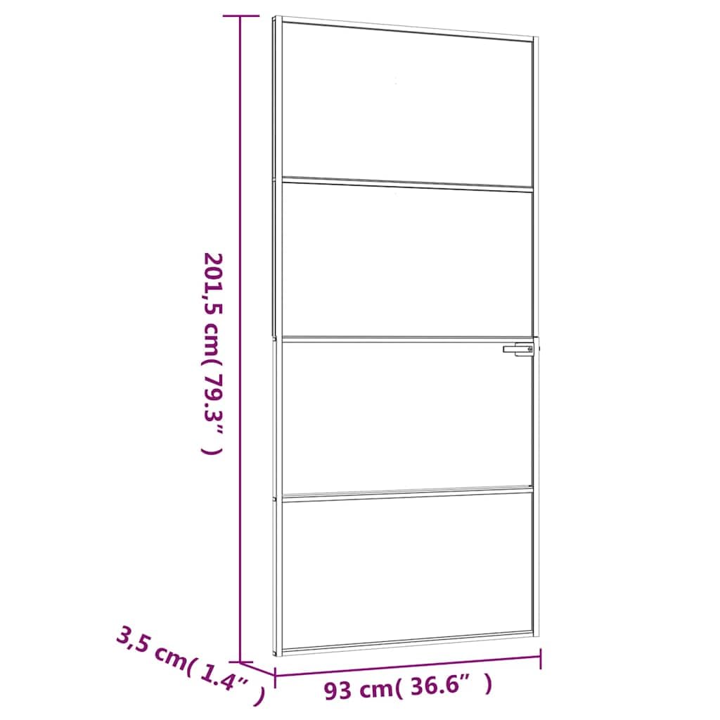 Puerta interior blanca 93x201,5 cm templado vidrio aluminio fino