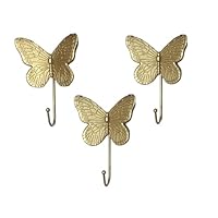 3pcs Butterfly Decorative Wall Hooks, Vintage Key Holder Towel Hooks Single Cute Wall Hook Wall Mounted for Hanging Things Antique Hooks for Home Office Decor