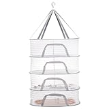 Coloch 4 Layer Herb Drying Rack with Zipper, Hanging Mesh Net Collapsible Food Drying Fish Net Hanging Basket Dryer Net for Seeds, Buds, Fruits, Vegetables, Herbs, Fish, Clothes, Doll