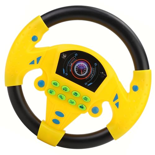 Gegong Pädagogisches Copilot-Lenkrad für Kinder mit Musik intelligentes Spielzeug-Lenkrad für Kinder Auto-Lenkwerkzeug (Gelb)