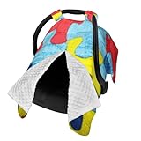 Colorful Autism Awareness Puzzle Baby Car Seat Cover & Nursing Cover - Breathable Stretch Multi-Use Cover for Breastfeeding, Stroller Sunshade & Infant Carrier