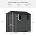 Devoko 4x8 Gartenhaus Kunststoff 5,7m³, 116x252x196 cm Gerätehaus mit Boden, Geräteschuppen mit Abschließbar Tür und Belüftung, Outdoor, Wetterfest für Garten Rasen, Dunkelgrau