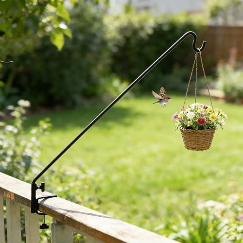 ERYTLLY Extended Reach Deck Hook Wall Pole Wall Mounted Deck Hook Extensible and 43 inch Wall Bracket for Hanging Bird Feeder,Plants,Wind Chimes,Lanterns 2 Packs - image 2