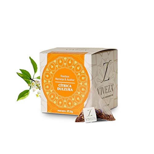 Viveza - Cítrica Dulzura Infusión Rooibos con Naranja y Azahar - Gran Alternativa al Té o al Café - Sin Teína - Caja por 15 Pirámides Ensobradas - 37,5 gr