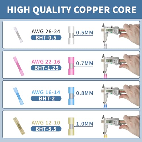 Inscool H002 200Pcs Heat Shrink Butt Connector, Waterproof Crimp Electrical Wire Connector thumb #7