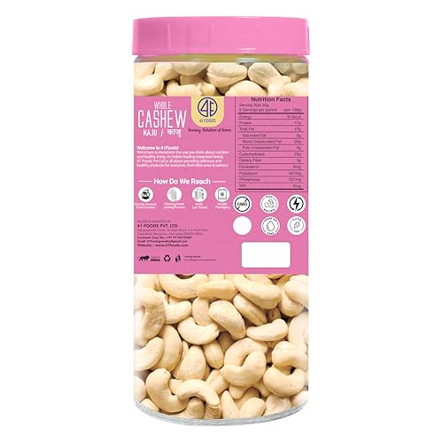 Image of 41 Foods Premium Whole Cashews | Healthy Snacking | 500g
