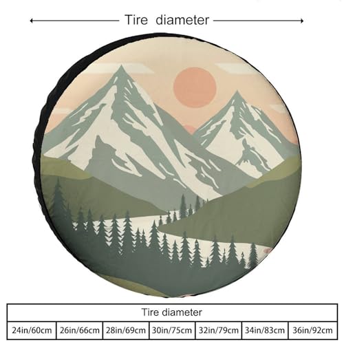 Image of Camping Spare Tire Cover Mountain Adventure Polyester Universal Spare Wheel Tire Cover Wheel Covers Mountain Forest Tire Cover for Camper Trailer Truck SUV Universal 15 Inch