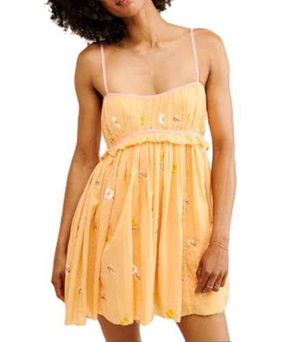 Image of ROAONOCOMO Women Boho Graffiti Cami Mini Dress Spaghetti Strap Printed A Line Short Dress Cute Colorful Sundress