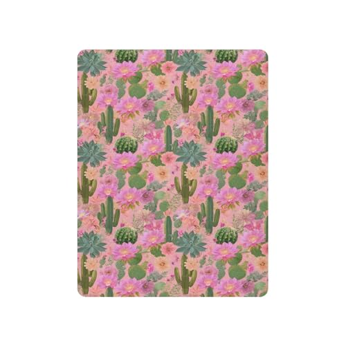 Image of Crib Sheet Breathable Soft Crib Mattress Sheet for Baby Toddler Boys Girls Fitted Crib Sheet Fit Standard Crib Mattress 39 x 27 Inch Cacti Succulents and Bright Pink Flowers