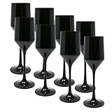 4 Stk. Set Sektflöte polycarbonat schwarz 22 cm - 8 Stück