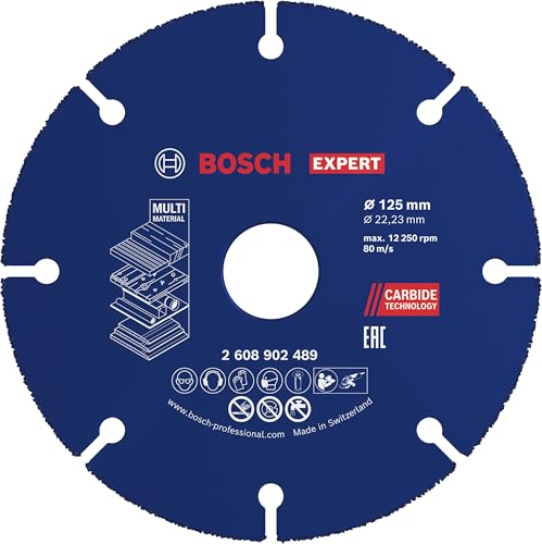 Bosch 1x Disque à tronçonner EXPERT Carbide Multi Wheel (pour Bois dur, Bois clouté, Ø 125 mm, Professional Accessoire Petite meuleuse angulaire)