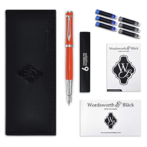 Wordsworth & Black Fountain Pen Set, Medium Nib, Includes 6 Ink Cartridges and Ink Refill Converter, Gift Case, Journaling, Calligraphy, Smooth Writing Pens [Sandstone], Perfect for Men and Women - Thumbnail 3