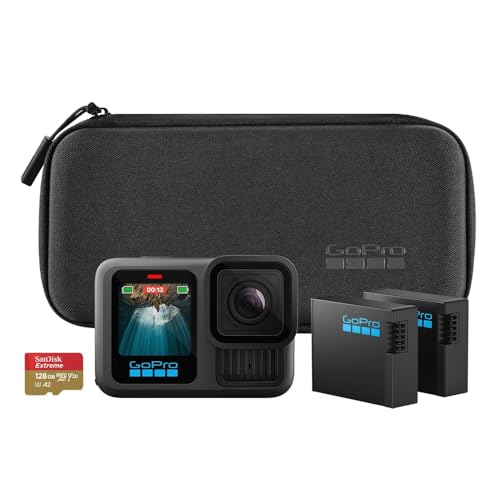 GoPro HERO13 Black Essential Bundle - Câmera de ação à prova d'água 10m, 5.3K60, HLG HDR, 27MP, HyperSmooth 6.0, GPS, Wi-Fi 6, Detecção Automática das lentes HB-Series