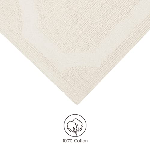 Laura Ashley Reversible Cotton 2-Piece Bath Mat Set, Ivory #TOP2