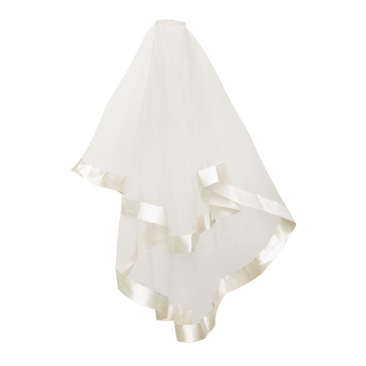 Abaodamwedding veil wedding robes wedding gowns wedding attire bride veils for wedding bridal headpiece bridal gauze veil woman veil double layer ribbon Wedding dress headgear white