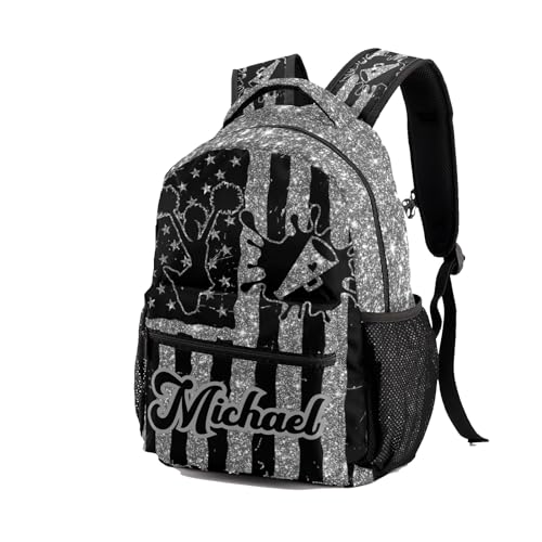 Personalized Back to School Gifts Bags Custom Name Backpack for Boys Girls Kids' Backpack Daily Cheer Cheerleadings Grey Sparking Print Casual Pack2