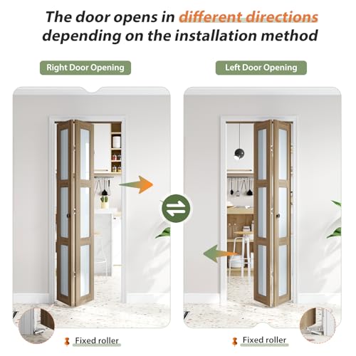 Image of FREDBECK Glass Bifold Door for 28x80 Opening,PVC, Brown Doors for Closet