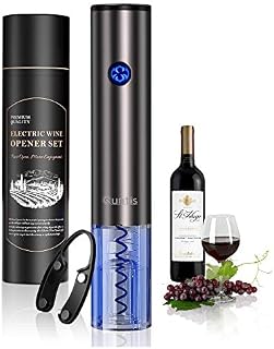 Quntis Electric Wine Bottle Opener One-Touch Rechargeable with Foil Cutter, Automatic Battery Powered Bottle Corkscrew Opener with LED Light, Housewarming Christmas Thanksgiving Wine Lover Gift Set