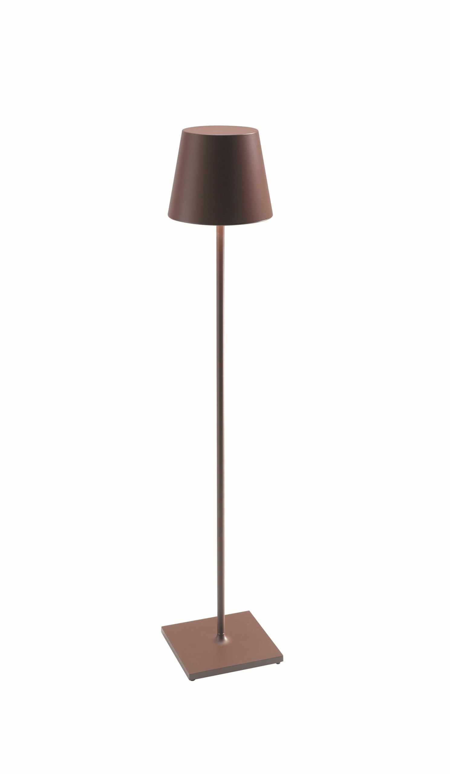 Zafferano, Lampada Poldina XXL, Lampada da Terra Ricaricabile e Senza Fili con Controllo Touch, Adatta per Salotto ed Esterni, Dimmer, 2200-3000 K, Altezza Regolabile 69-150 cm, Colore Corten