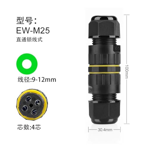 Conector circular M25 de 4 pines y terminal impermeable para cables de 9 a 12mm 3