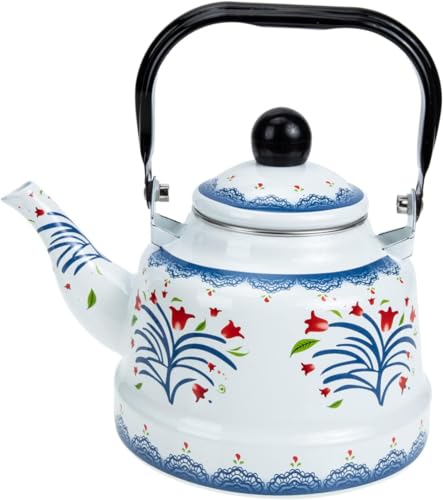Bouilloire à thé sifflantes en émail style vintage et déco cuisine