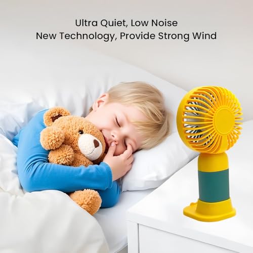 Image of Felinar Portable 3 Speed Mini Hand Fan Rechargeable | 2-in-1 Handheld Desk Fan | USB Powered, Quiet & Personal Cooling Fan for Men & Women (Yellow)
