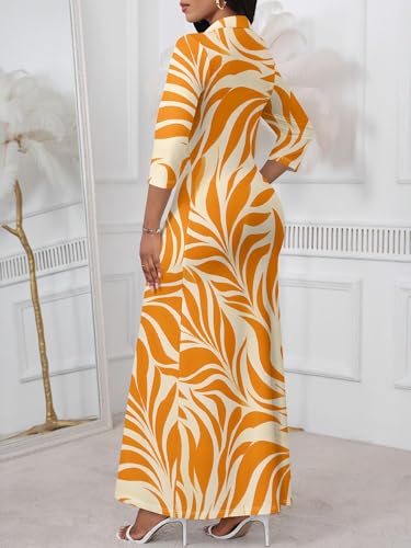 Image of PinkPatty Women's Casual 3 /4 Sleeve Polo V Neck Bodycon Maxi Dress | Semi formal, modest style, long fitted, versatile for church, work, business, office and daily wear