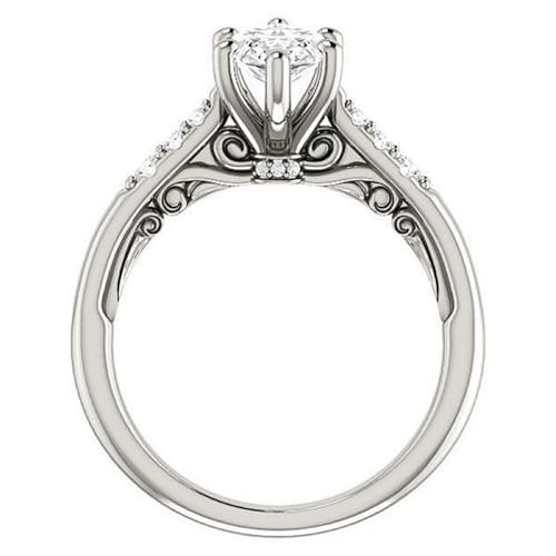 2 CT Marquise Cut Colorless Moissanite Engagement Ring, Solitaire with Accent Wedding Ring, Solid 14k White Gold Moissanite Ring, Anniversary Promise Ring Gifts for Her3