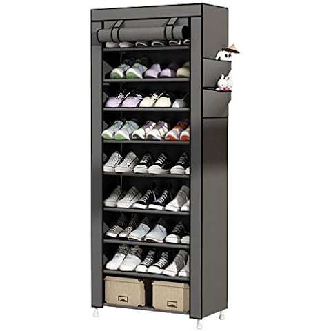 UDEAR 9 Tier Shoe Rack with Dustproof Cover Shoe Shelf Storage Organizer Grey Cover