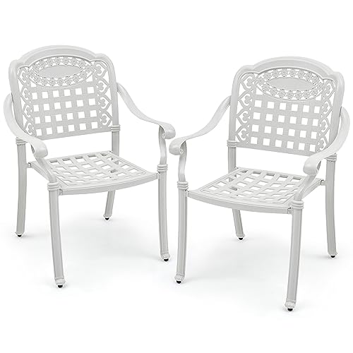 COSTWAY Outdoor Stackable Chairs Set, White