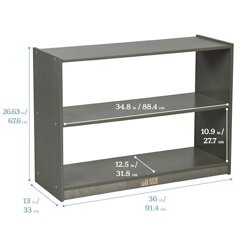 Image of ECR4Kids 2-Shelf Mobile Double-Sided Storage Cabinet, Classroom Furniture, Grey Wash