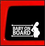 Sticker Connection | Baby On Board | Pregnant Mother Bumper Sticker Decal for Car, Truck, Window, Laptop | 3.6'x8.2' (White)