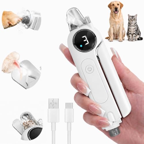 Bedama 2-in-1 Quiet Electric Pet Nail Clipper & Grinder with Light for Dogs Cats