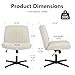 DUMOS Criss Cross Chair No Wheels Wide Cross Legged Office Desk Vanity Chair Comfy Fabric Armless Adjustable Swivel for Home Computer Task (Beige)