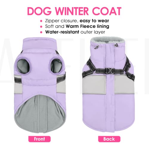 Image of AOFITEE Dog Coat Warm Dog Jacket with Harness Built in Pet Puffer Jacket XS