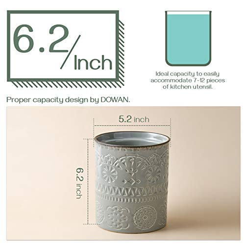 DOWAN Keukengebruiksvoorwerp Houder, 6,2 inch gebruiksvoorwerp Houders voor aanrecht, Zware Keramische gebruiksvoorwerpen Crock, Anti-slip & Krasonderkant, Utensil Crock voor Home Decor | Grijs - Image 4