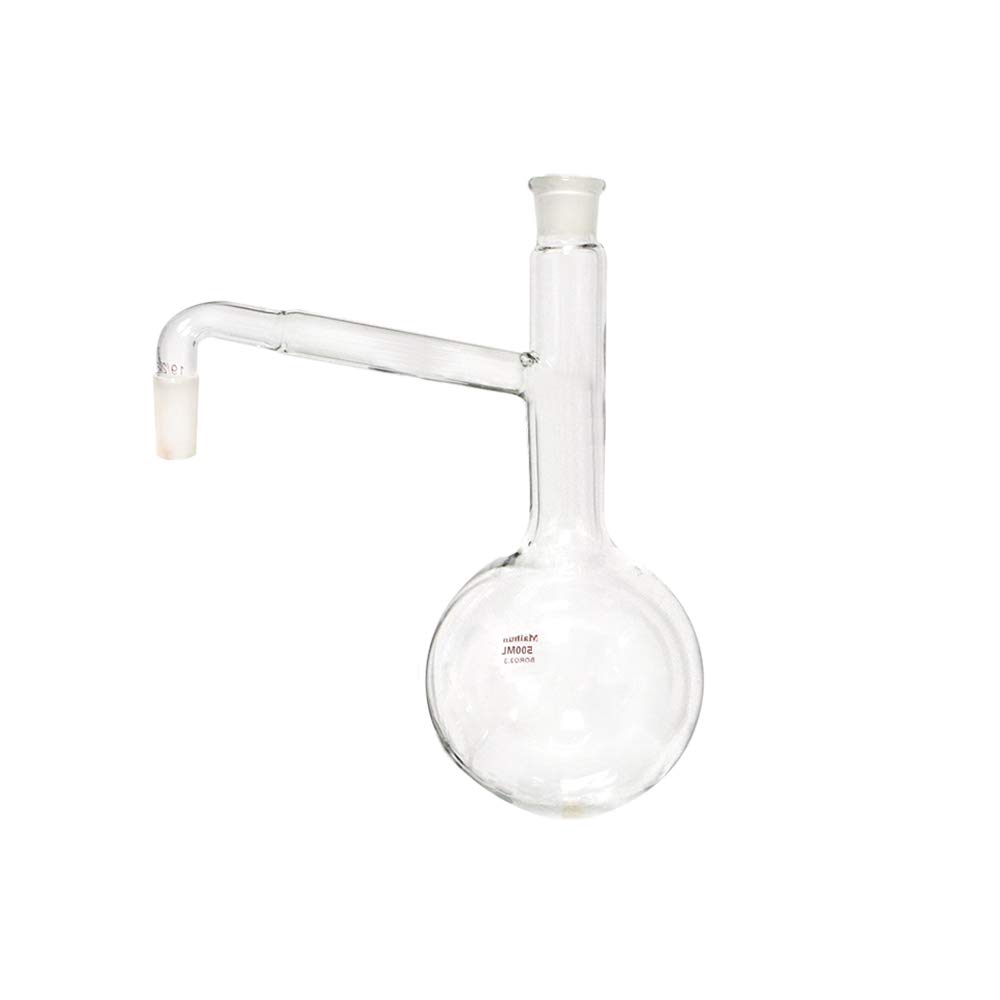 Lab Glass Distilling Flask, Distillation Flask,Condenser,Glass Elbow,2-Neck Distillation Flask,Chemistry Lab Glassware (Distillation Flask 1 (1000ml))