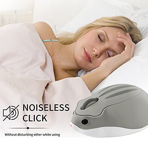 Image of Bluetooth 5.1 Wireless Mouse,No Receiver Inside,Cute Animal Hamster Shape,M Size Silent Click Compatible with Android Tablet /MacBook /Chrome /Microsoft Surface /Windows 8.1 Above, Gray