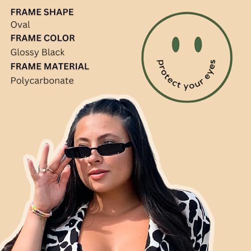 ShadyVEU Slim Classic Rectangular Sunglasses UV Protection 90’s Vintage Small Wide Retro Frame Fashion Shades2
