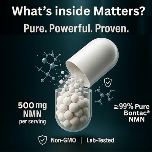 Image of BVERGE NMN Supplement 500mg |100% Purity | BONTAC Pro NMN World's Most Trusted & Trusted by Experts | Healthy Ageing | Repair Cells | Boost NAD+ | Enhance Muscle | Neuro Function (500MG 30 Capsules)